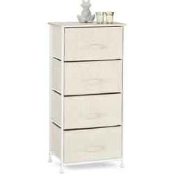 Mobiletto con 4 Cassetti, Mobile Cassettiera, in Tessuto, Acciaio e Legno mdf, HxLxP: 95 x 45 x 30 cm, Beige - Relaxdays