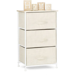 Mobiletto con 3 Cassetti, Mobile Cassettiera, in Tessuto, Acciaio e Legno mdf, HxLxP: 73 x 45 x 30 cm, Beige - Relaxdays