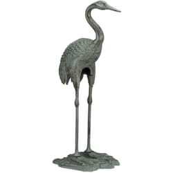Relaxdays - Statua a Forma di Gru, 75 x 35 x 22 cm, Decorazione da Giardino, Resistente alle Intemperie e al Gelo, Verde