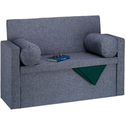 Relaxdays - 10022872709 Panca con Schienale Reclinabile, Cuscini, Pouf Contenitore per Ingresso, Corridoio, 75x115x47cm, Grigio