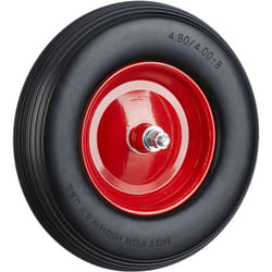 Ruota per Carriola Gomma Piena con Asse 4.80 4.00-8 di Ricambio, Carico Max 100 kg, Antipanne, Nero - Relaxdays