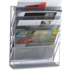Relaxdays - Porta-riviste da Muro, Depliant da Parete A4 Espositore Stand per Giornali hlp: 40 x 32 x 10 cm, Argentato