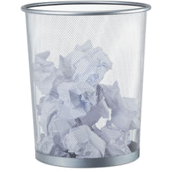 Relaxdays Cestino gettacarte metallo grande pattumiera portarifiuti da ufficio 20 litri Ø 30 cm alto 35 cm argento