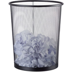 Relaxdays - Cestino gettacarte metallo grande pattumiera portarifiuti da ufficio 20 litri ø 30 cm alto 35 cm nero