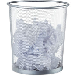 Relaxdays - Cestino gettacarte in metallo da ufficio pattumiera a rete porta-rifiuti ø 26 cm alto 27,5 cm argento