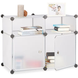 Relaxdays - Scaffale componibile con Ante, Scarpiera Armadio 4 Scomparti, Plastica, 56 x 75 x 37 cm, Trasparente