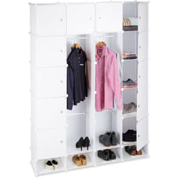 Relaxdays - 1002197749 Armadio Componibile, 18 Scomparti, Sistema a Incastro, Plastica, 145,145x200,3 cm, Bianco