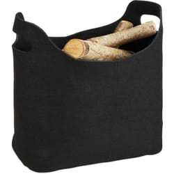 Relaxdays - Cesto portalegna per camino in feltro, HxLxP: 39,5 x 40 x 23 cm, 2 manici pieghevole, portariviste, cesta, nero
