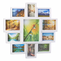 Relaxdays 4052025956622, Cornice per foto multipla, Cartoncino, Pannello in fibra, Plastica, Bianco, 615 mm, 20 mm, 615 mm