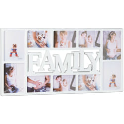 Relaxdays - Cornice 10 Foto Family, Portafoto Multiplo da Parete, hlp: 36,5 x 72 x 2 cm, Decorazione Salotto, Bianco