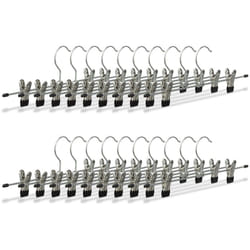 Relaxdays - Appendini per pantaloni, gonne, metallo set da 20 grucce con clip regolabili HxLxP: 9x35,5x2,5 cm argento/nero