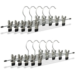 Relaxdays - Appendini per pantaloni, gonne, metallo set da 10 grucce con clip regolabili HxLxP: 9x35,5x2,5 cm argento/nero