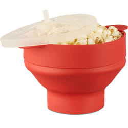 Relaxdays - Popcorn Maker in Silicone da Microonde, Pop Corn Popper Pieghevole, Senza Olio, Ciotola Cuoci Pop-corn, Rosso