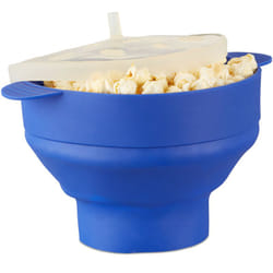 Relaxdays - Popcorn Maker in Silicone da Microonde, Pop Corn Popper Pieghevole, Senza Olio, Ciotola Cuoci Pop-corn, Blu