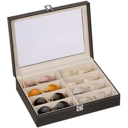Relaxdays - Porta Occhiali Multiplo, Scatola per 8 Paia, Cofanetto Espositore con Cassetti, hlp: 8,5x33,5x24,5 cm, Nero
