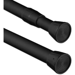 Relaxdays - Asta a Pressione per Tende, Telescopica 110–200 cm, Bastone Estensibile Appendiabiti, Acciaio Inox, Nero