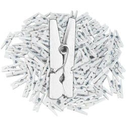 Mini Mollette in Legno, Set 400 Mollettine Foto, Clip per il Fai da Te, Decorazione, Pinze per Regali, Bianco - Relaxdays