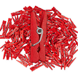 Relaxdays - Mini Mollette in Legno, Set 400 Mollettine Foto, Clip per il Fai da Te, Decorazione, Pinze per Regali, Rosso