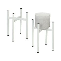 Relaxdays - Set da 2 Supporti per Fiori e Piante, Portavasi Regolabili in Larghezza LxP: 26x26 - 37x37 cm, Acciaio, Bianco