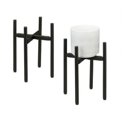Relaxdays - Set da 2 Supporti per Fiori e Piante, Portavasi Regolabili in Larghezza LxP: 26x26 - 37x37 cm, Acciaio, Nero