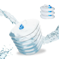 Tanica Pieghevole,Set 4 Contenitori con Rubinetto,Coperchio, Manico,BPA-free, 15 Litri, Trasparente Blu - Relaxdays