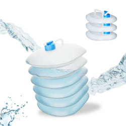 Tanica Pieghevole,Set 4 Contenitori con Rubinetto,Coperchio, Manico,BPA-free, 10 Litri, Trasparente Blu - Relaxdays