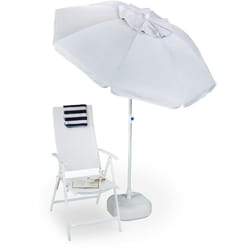 Ombrellone da Giardino, Spiaggia, 180x180 cm, Poliestere, Apertura a Ventaglio, Orientabile, Grigio - Relaxdays