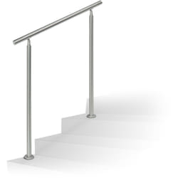 Relaxdays - Set Ringhiera per Scale in Acciaio, 1 m di Lunghezza, 2 Pali, Senza Traverse, Corrimano Esterni, Argento
