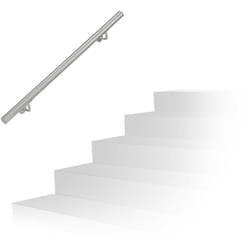 Relaxdays - Corrimano in Acciaio 201, Lunghezza: 100 cm, Barra Rotonda per Scale Interne e Esterne, ø 38 mm, Argento