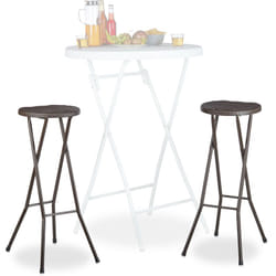 Sgabello Pieghevole, 80 cm, Sedia Alta senza Schienale da Bistrò, Plastica Resistente alle Intemperie, Marrone - Relaxdays