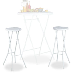 Sgabello Pieghevole, 80 cm, Sedia Alta senza Schienale da Bistrò, Plastica Resistente alle Intemperie, Bianco - Relaxdays