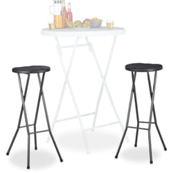 Sgabello Pieghevole, 80 cm, Sedia Alta senza Schienale da Bistrò, Plastica Resistente alle Intemperie, Nero - Relaxdays