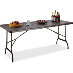 Tavolo da Giardino Pieghevole, Tavolino da Campeggio Picnic, con Maniglia, h x l x p 72x178x74 cm, Marrone - Relaxdays