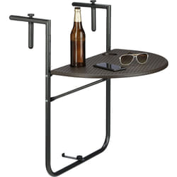 Tavolino Pieghevole per Balcone, Salvaspazio, Tavolo da Appendere Ringhiera, PxL 60x40 cm,Simil Rattan,Marrone - Relaxdays