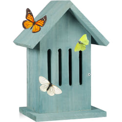 Relaxdays - Casetta per Insetti e Farfalle, Butterfly Bee Hotel, Nido per Api da Giardino HxLxP: 25,5x18,5x12 cm, Turchese