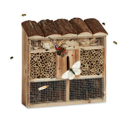Relaxdays - Casetta per insetti da appendere hotel per api casa farfalle legno marezzato hlp: 31 x 30,5 x 9,5 cm, beige