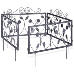 Relaxdays - Bordura per Aiuola in Metallo, Set da 4, Vintage Recinzione Giardino con Foglie 34,5 x 56,5 cm, Nero