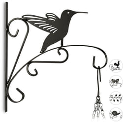 Relaxdays - Ganci Appendivasi con Uccellino, Portavasi da Parete, Decorazione da Giardino in Metallo, 30 x 28 x 2 cm, Nero