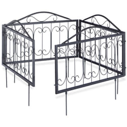 Relaxdays - Bordura per Aiuola in Metallo, Set da 4, Vintage Recinzione Giardino con Ornamenti 34,5 x 56,5 cm, Nero