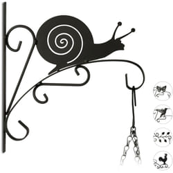 Relaxdays - Ganci Appendivasi con Lumaca, Portavasi da Parete, Decorazione da Giardino, in Metallo, 30 x 28 x 2 cm, Nero