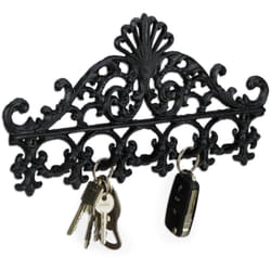 Relaxdays - Appendiabiti e Porta-Chiavi in Ghisa, 5 Ganci, Stile Antico, Rustico, HxLxP: 17x35x3,5 cm, Nero