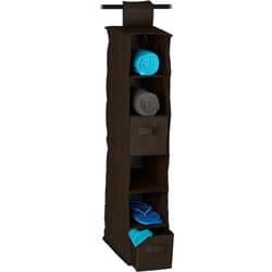 Relaxdays Organizer Armadio per Stoffa, 6 Scomparti, 2 Cassetti, Scaffale da Appendere 82 x 14,4 x 30 cm, Marrone