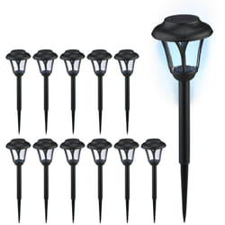 Relaxdays - Lampade Solari da Giardino, Set da 12, led Luce con Paletto per Fissaggio, per Esterni, HxD: 39 x 11 cm, Nero