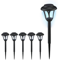 Relaxdays Lampade Solari da Giardino, Set da 6, LED Luce con Paletto per Fissaggio, per Esterni, HxD: 39 x 11 cm, Nero