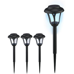 Relaxdays Lampade Solari da Giardino, Set da 4, LED Luce con Paletto per Fissaggio, per Esterni, HxD: 39 x 11 cm, Nero