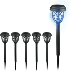 Relaxdays - Lampade Solari da Giardino, Set da 6 led con Effetti di Luce, Sensore di Luminosità, h x d: 42,5 x 10 cm, Nero