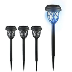 Relaxdays - Lampade Solari da Giardino, Set da 4 led con Effetti di Luce, Sensore di Luminosità, h x d: 42,5 x 10 cm, Nero