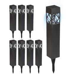 Relaxdays - Lampade Solari da Giardino, Set 8, led Luce Fredda Bianca Impermeabile, Sensore di Luminosità, 41x6x6 cm, Nero
