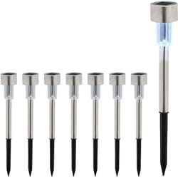 Relaxdays - Lampade Solari da Giardino, Set da 8, led Luce Bianca Impermeabile, Sensore di Luminosità, HxD 31 x 4,5, Nero