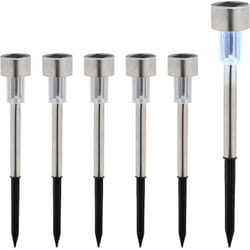 Relaxdays - Lampade Solari da Giardino, Set da 6, led Luce Bianca Impermeabile, Sensore di Luminosità, HxD 31 x 4,5, Nero